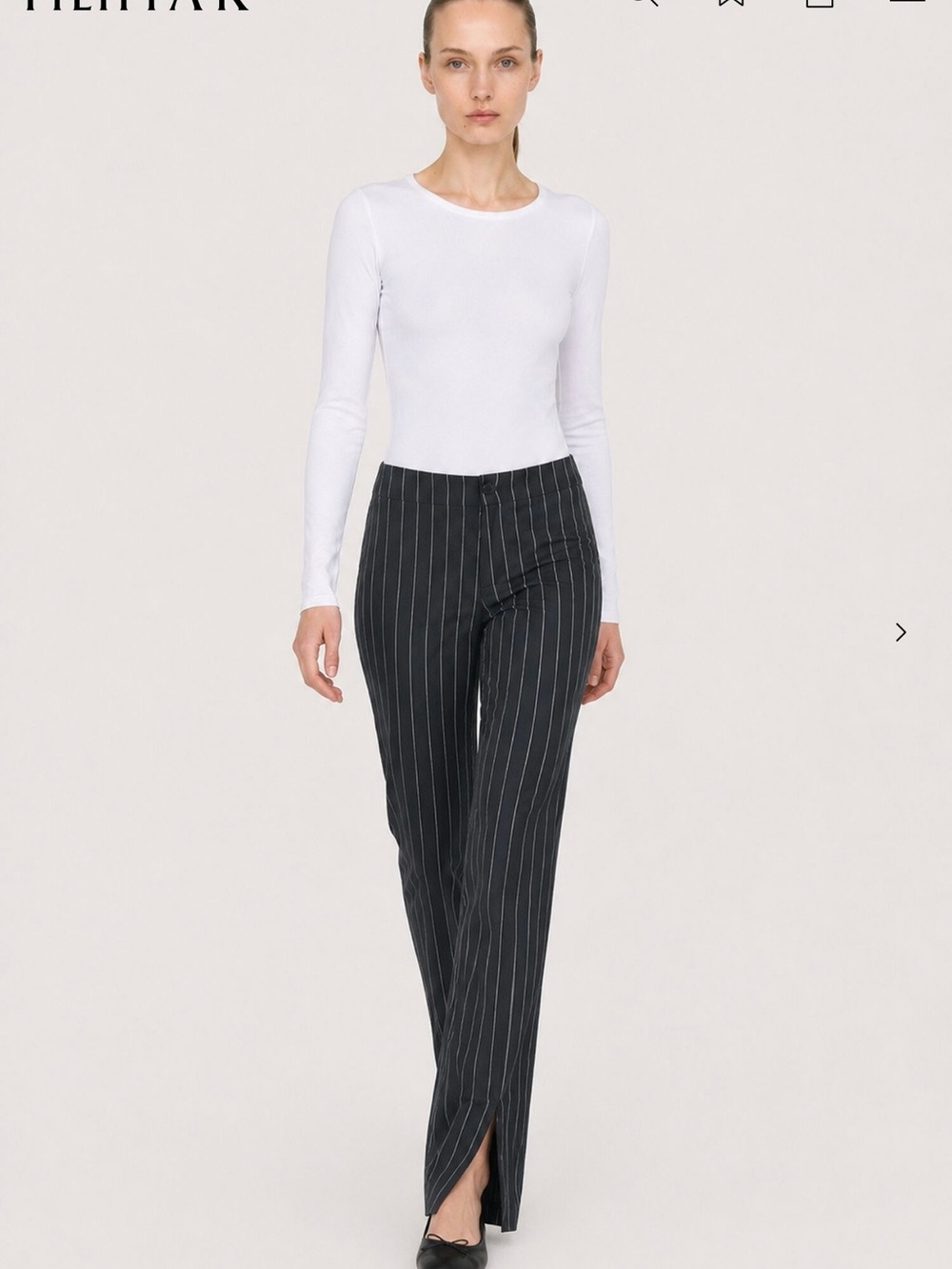 Pinstripe Straight-Leg Trousers - Black